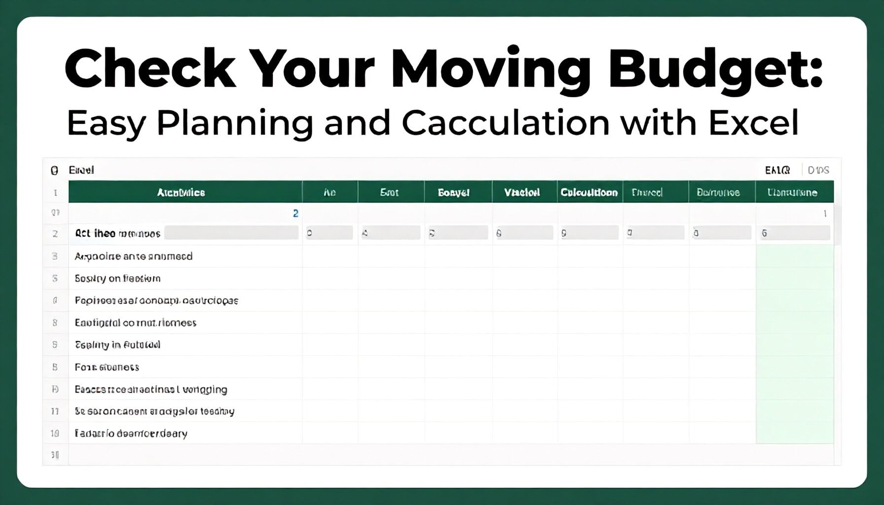 Taşınma Bütçesini Kontrol Edin: Excel ile Kolay Planlama ve Hesaplama